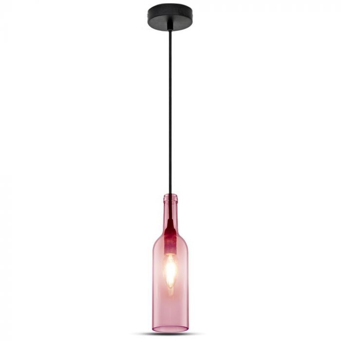 LED E27 PENDANT BOTTLE LIGHT PINK 7X28X115 GLASS