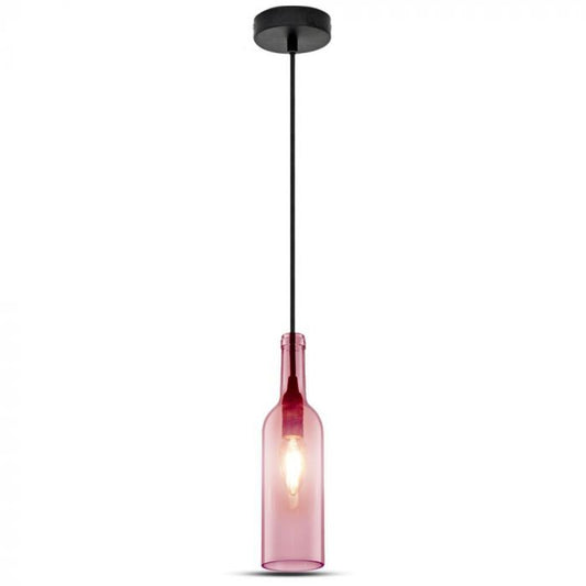 LED E27 PENDANT BOTTLE LIGHT PINK 7X28X115 GLASS