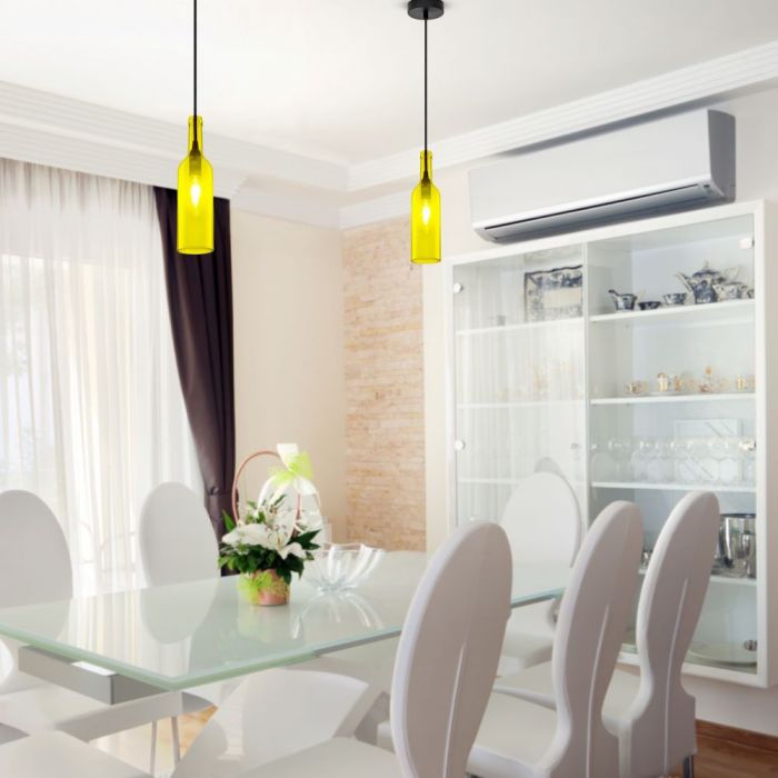 LED E27 PENDANT BOTTLE LIGHT YELLOW 7X28X115 GLASS