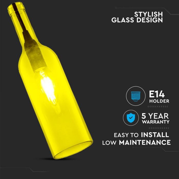 LED E27 PENDANT BOTTLE LIGHT YELLOW 7X28X115 GLASS