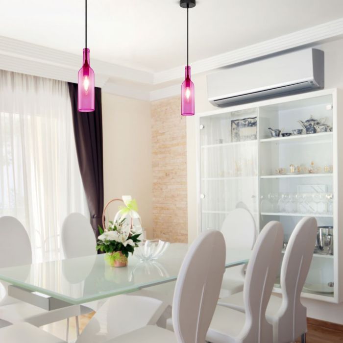 LED E27 PENDANT BOTTLE LIGHT ROSE 7X28X115 GLASS
