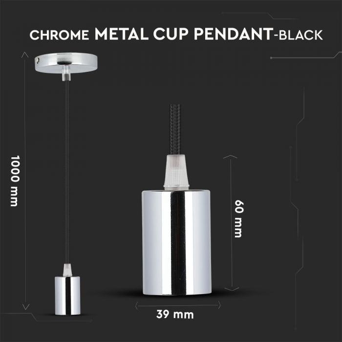 Chrome Pendant Light Black
