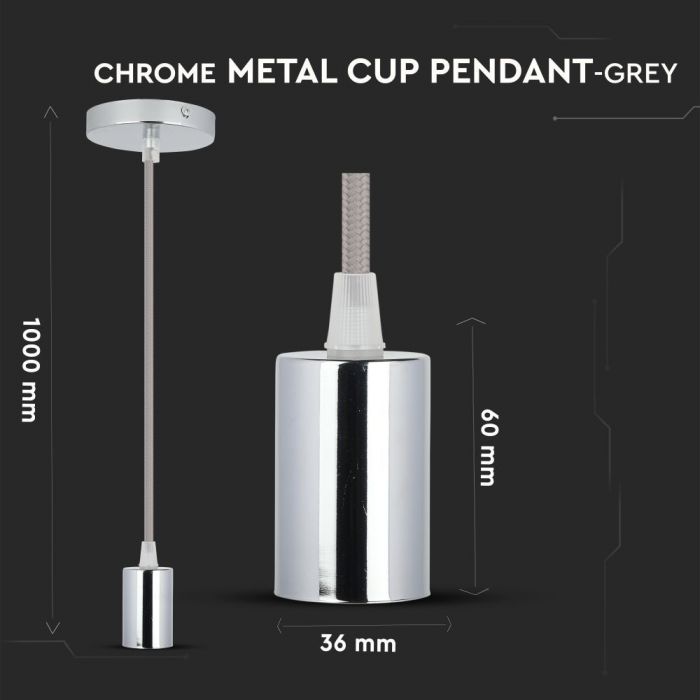 Chrome Pendant Light Grey