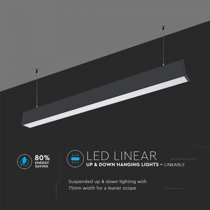 LED LINEAR HANGING SUSPENSION 60W DL 6000lm 120° 1200X75X105 ALUMINIUM SAMSUNG BLACK A++