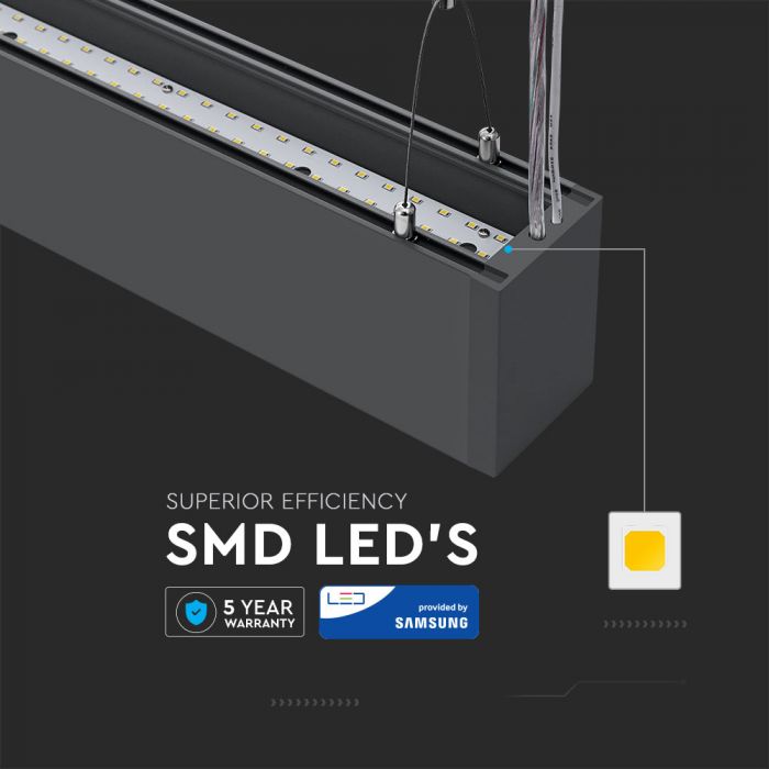 LED LINEAR HANGING SUSPENSION 60W DL 6000lm 120° 1200X75X105 ALUMINIUM SAMSUNG BLACK A++