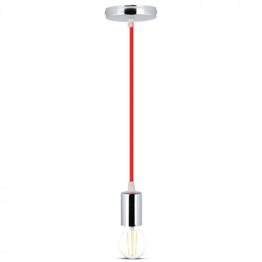 LED E27 PENDANT CHROME METAL 36X60 LIGHT RED