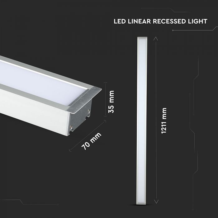 LED Linear Light SAMSUNG Chip 40W Recessed Silver Body 4000K W: 70mm