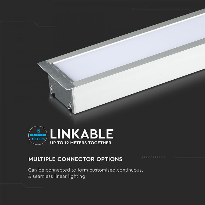 LED Linear Light SAMSUNG Chip 40W Recessed Silver Body 4000K W: 70mm