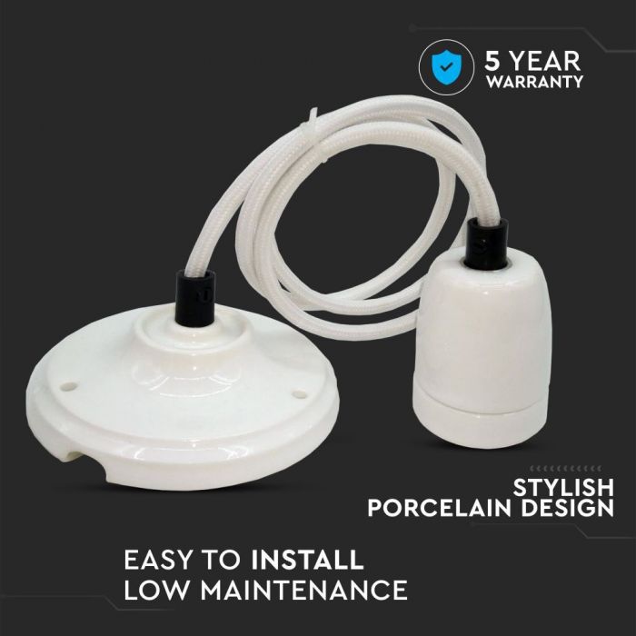 LED E27 HIGH FREQUENCY LAMP HOLDER WHITE 47X64X680 PORCELAIN