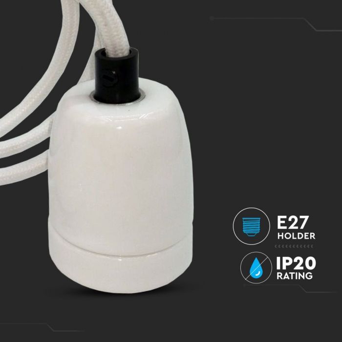 LED E27 HIGH FREQUENCY LAMP HOLDER WHITE 47X64X680 PORCELAIN