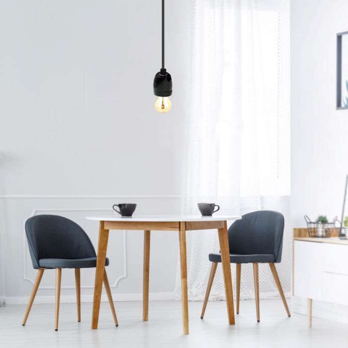 LED E27 HIGH FREQUENCY LAMP HOLDER BLACK 47X64X680 PORCELAIN