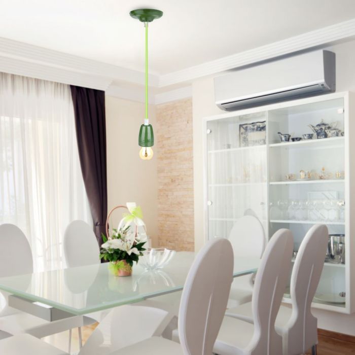 LED E27 HIGH FREQUENCY LAMP HOLDER GREEN 47X64X680 PORCELAIN