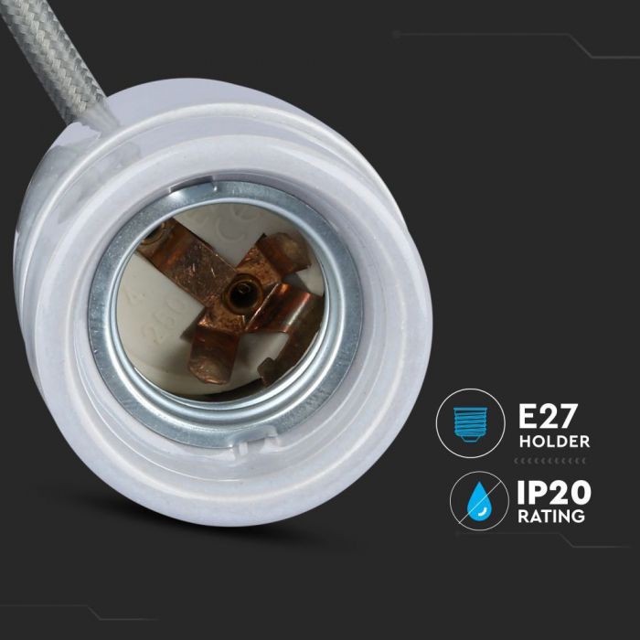 LED E27 HIGH FREQUENCY LAMP HOLDER GREY 47X64X680 PORCELAIN
