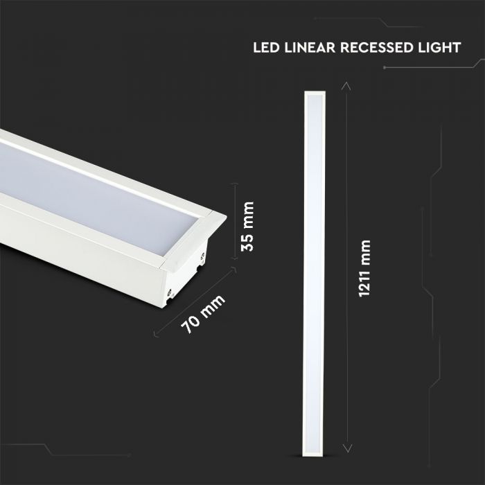 LED Linear Light SAMSUNG Chip 40W Recessed White Body 6400K