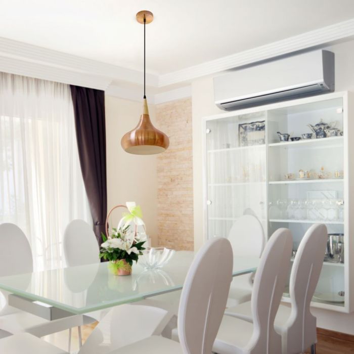 LED E27 PENDANT DANISH RED BRONZE 36X42X120 ALUMINIUM + WOOD