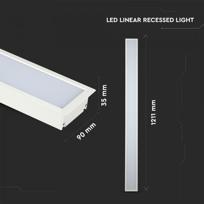 LED Linear Light SAMSUNG Chip 40W Recessed White Body 4000K W: 90mm