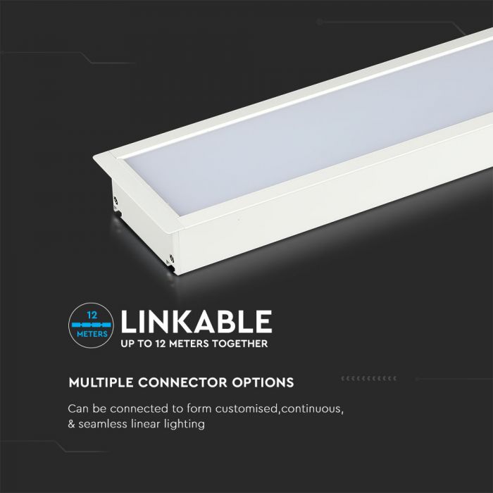 LED Linear Light SAMSUNG Chip 40W Recessed White Body 4000K W: 90mm