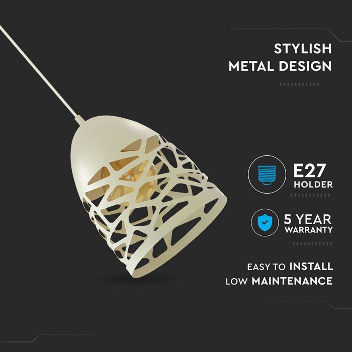 LED E27 PENDANT MAT WHITE 20X27X130 MESH METAL