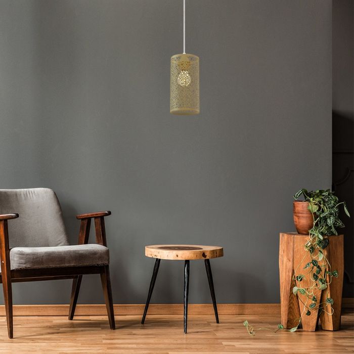 LED E27 PENDANT CHAMPAGNE GOLD 13X25X130 CAN SHAPE METAL