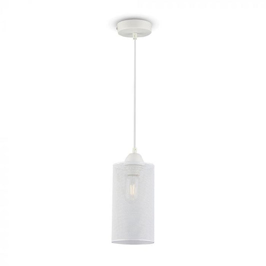 LED E27 PENDANT MAT WHITE 13X22X130 CAN SHAPE METAL