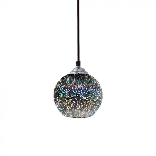 LED E27 PENDANT 3D with Black Canopy 150X140X1200 GLASS