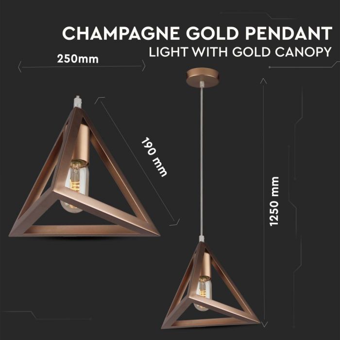Geometric Pendant Light Champagne Gold Triangle