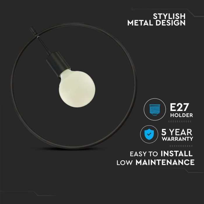 LED E27 PENDANT GEOMETRIC MAT BLACK 32X32X135 CIRCLE METAL