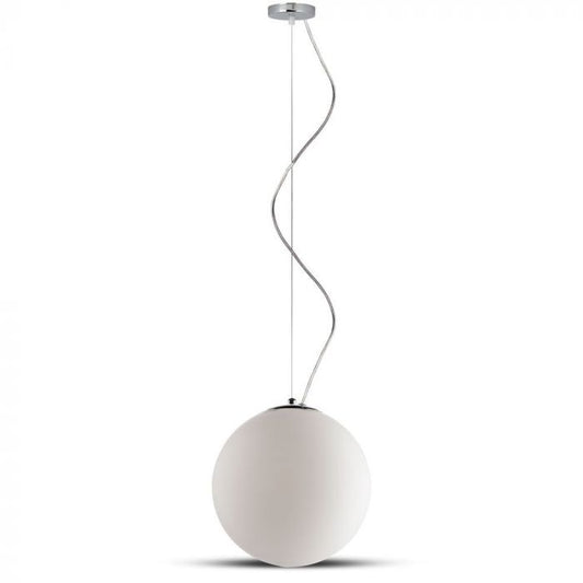 LED E27 PENDANT GLOBE WITH CHROME CANOPY 25X25X130 ACRYLIC GLASS