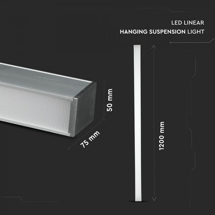 LED Linear Light SAMSUNG Chip 40W Hanging Silver Body 4000K