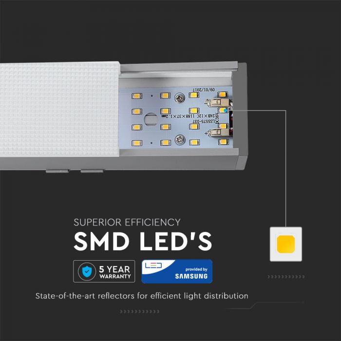 LED Linear Light SAMSUNG Chip 40W Hanging Silver Body 4000K