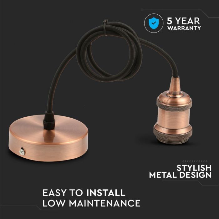LED E27 HOLDER RED BRONZE 50X90X900 METAL