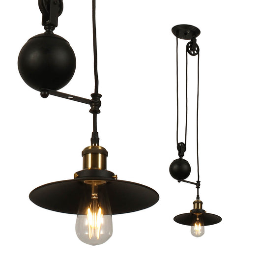 LED E27 PENDANT BLACK 22X14X60-160 Adjustble Height METAL
