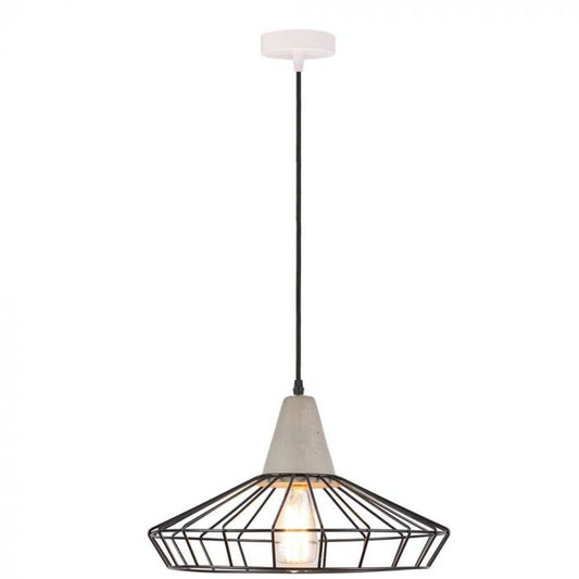 LED E27 PENDANT CONCRETE & MESH 40X25X110 IRON
