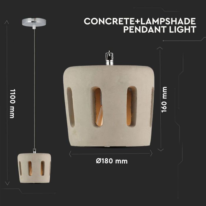 Pendant Light Concrete+Lampshade 200/200mm