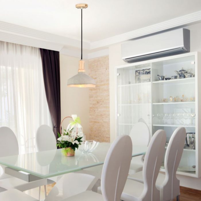 LED E27 PENDANT ACRYLIC 27X66X105 CONCRETE WITH WOOD