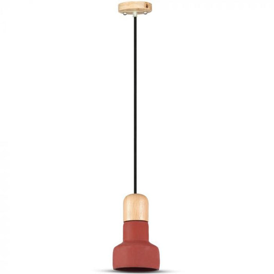 LED E27 PENDANT RED COLOUR 12X21X108 CONCRETE WITH WOOD