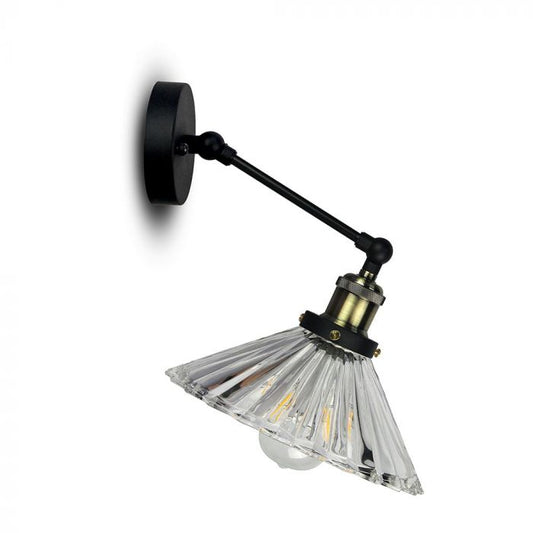 LED E27 PENDANT WALL LAMP TRANSPARENT V SHAPE 250X90 GLASS + METAL