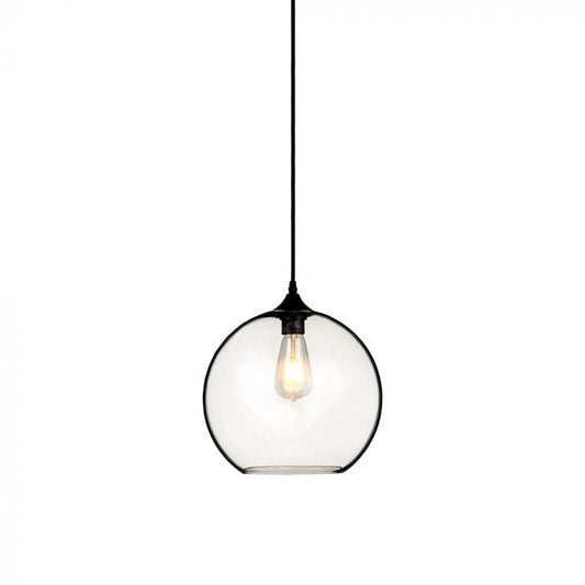 LED E27 PENDANT TRANSPARENT GLOBE 30X28X100 GLASS+METAL