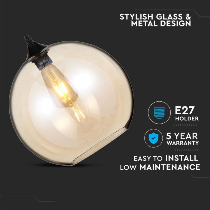 Pendant Light Globe Glass Amber 300mm