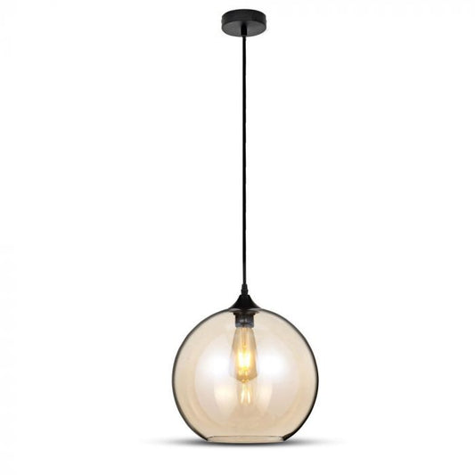 LED E27 PENDANT AMBER GLOBE 30X28X100 GLASS+METAL