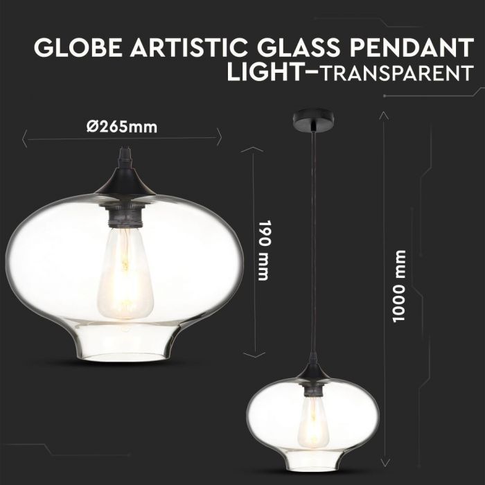 Pendant Light Globe Artistic Glass Transparent 280mm