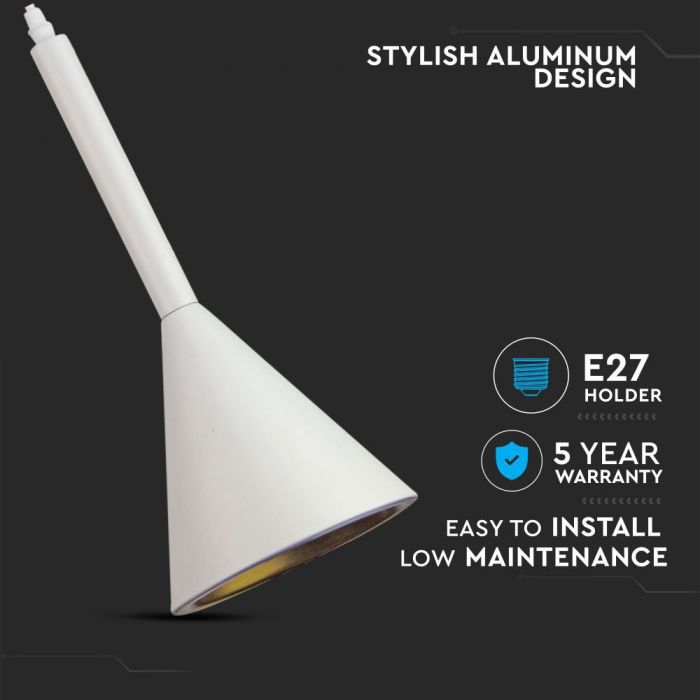 LED E27 PENDANT MODERN WHITE 16X35X60 DOUBLE ALUMINUM