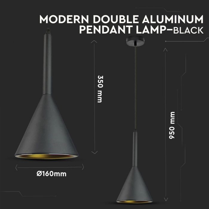 Pendant Light Modern Double Aluminium Black