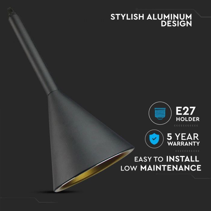 LED E27 PENDANT MODERN BLACK 16X35X60 DOUBLE ALUMINUM