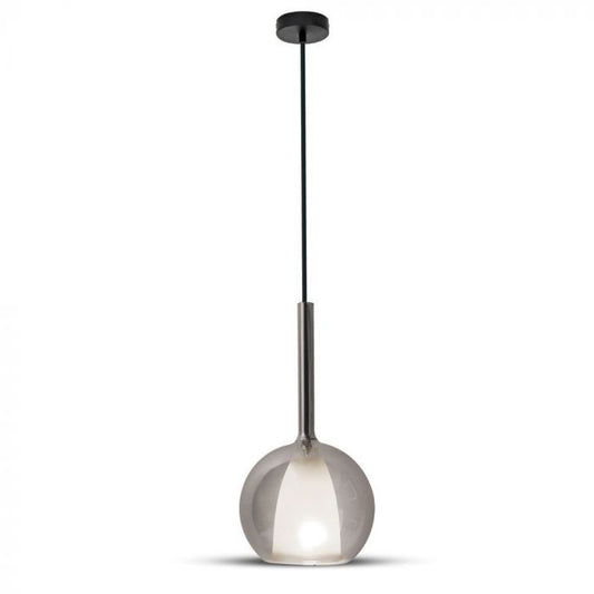 LED E27 PENDANT DOUBLE GLASS GUNGREY + WHITE 25X42X100 GLASS + METAL