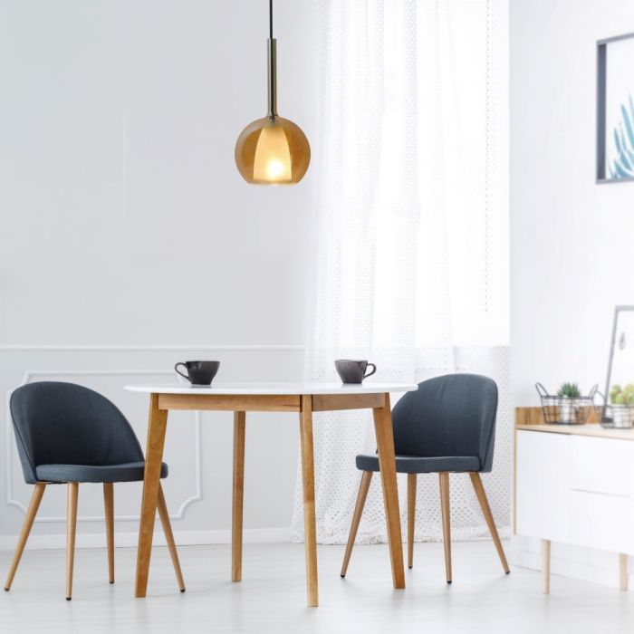 LED E27 PENDANT DOUBLE GLASS AMBER + WHITE 18X35X100 GLASS + METAL