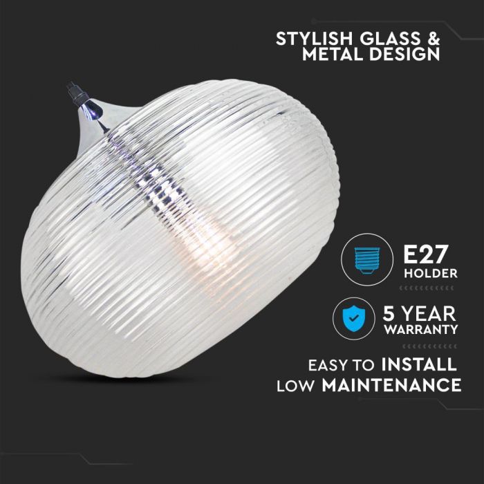 Pendant Light Diamond Cut Glass Transparent 350mm