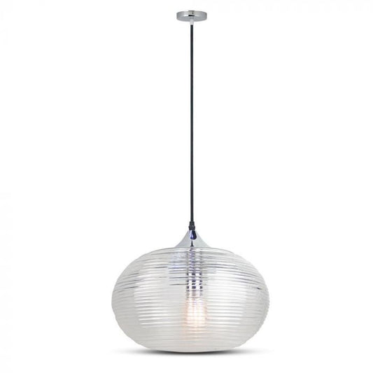 LED E27 PENDANT DIAMOND CUT HUGE TRANSPARENT 33X26X100 GLASS + METAL