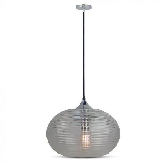 LED E27 PENDANT DIAMOND CUT HUGE BLACK 33X26X100 GLASS + METAL