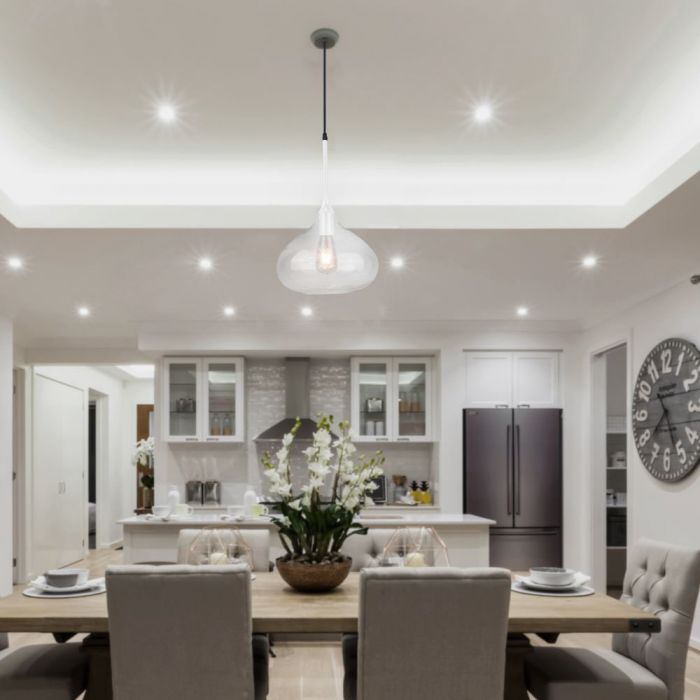 LED E27 PENDANT MODERN SLEEK WHITE 28.5X44X100 GLASS + METAL